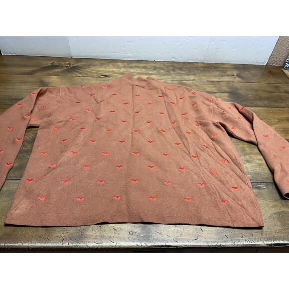 ANTHROPOLOGIE MAEVE Carys Mock-Neck Sweater Cedar Embroidered Hearts Size M - Picture 10 of 10